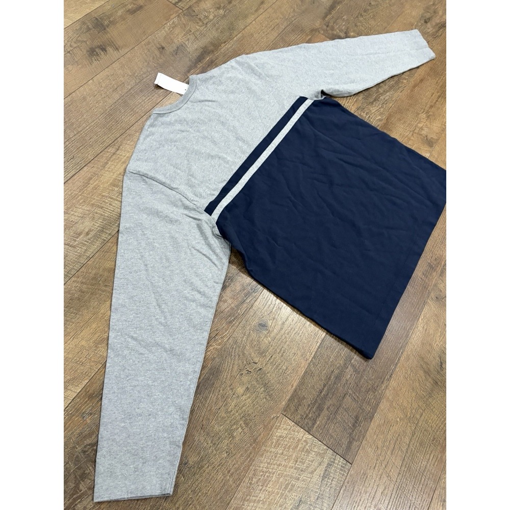 NWT Vintage Y2k GAP Two Toned Blank Crewneck Sweatshirt Grey Navy Blue Large '02 - Picture 7 of 10